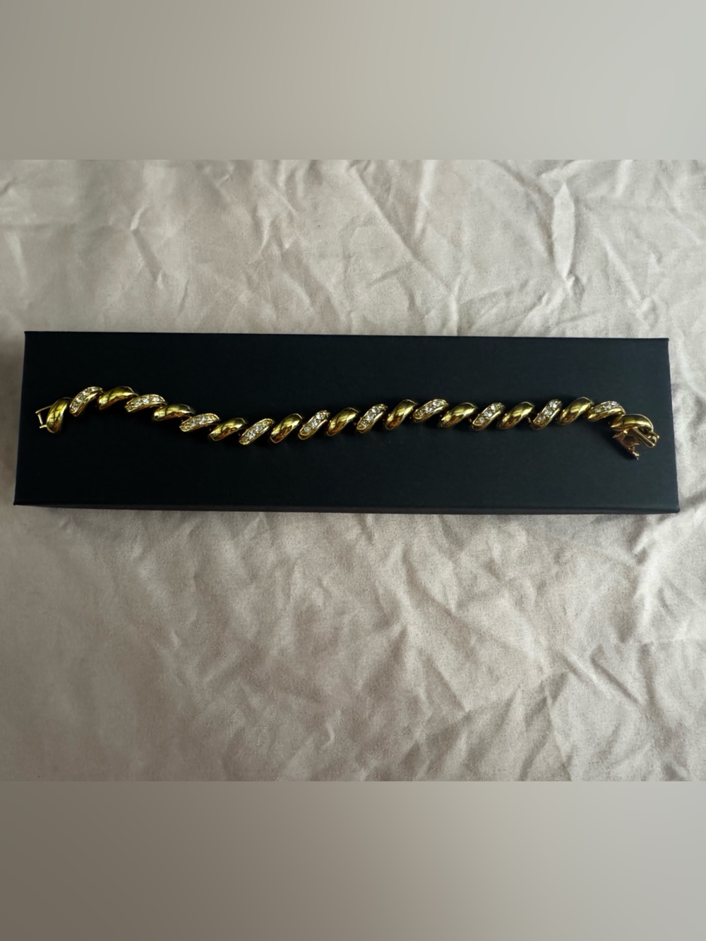 Vintage Joan Rivers Classics Gold-Tone Crystal Twisted S-Link Bracelet